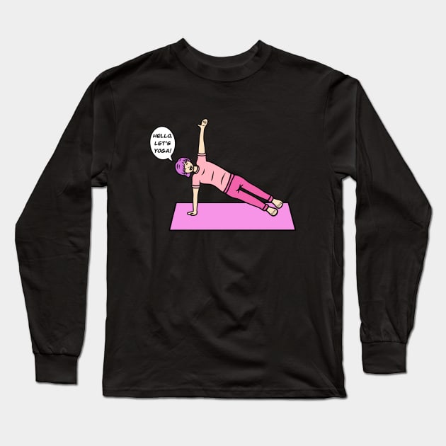 Funny yoga woman Long Sleeve T-Shirt by Andrew Hau